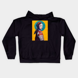 Ukrainian woman in vyshyvanka pop art Kids Hoodie